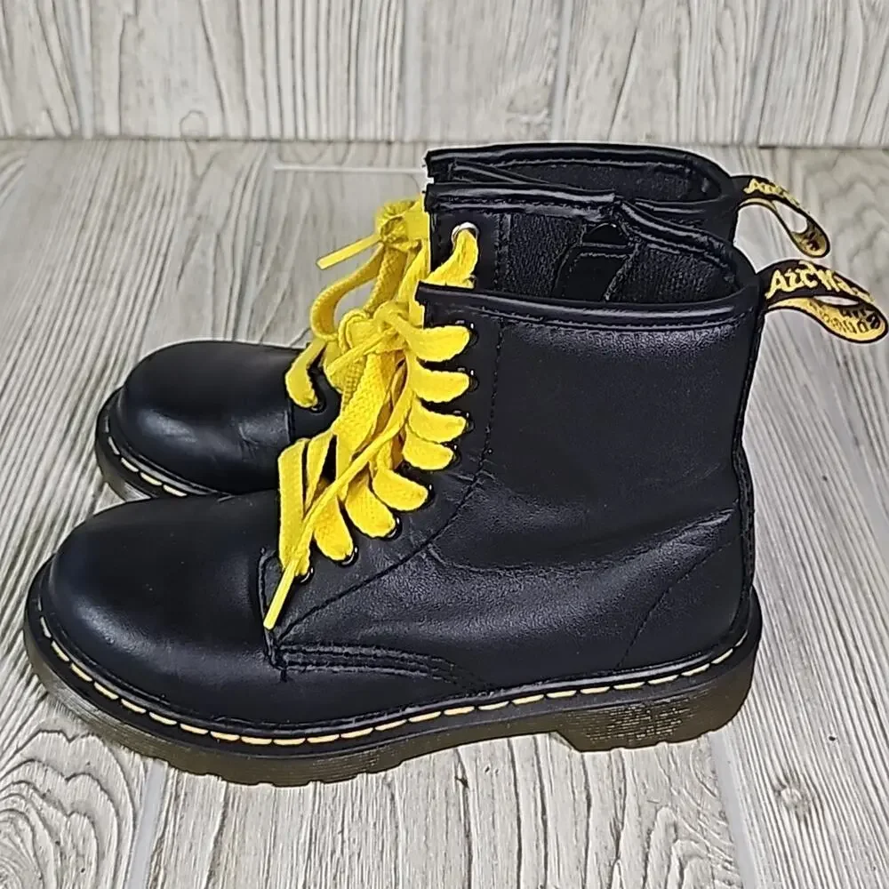 Dr. Martens Delaney Leather Lace Up Zip Side Combat Boots Kids Toddler Size 13